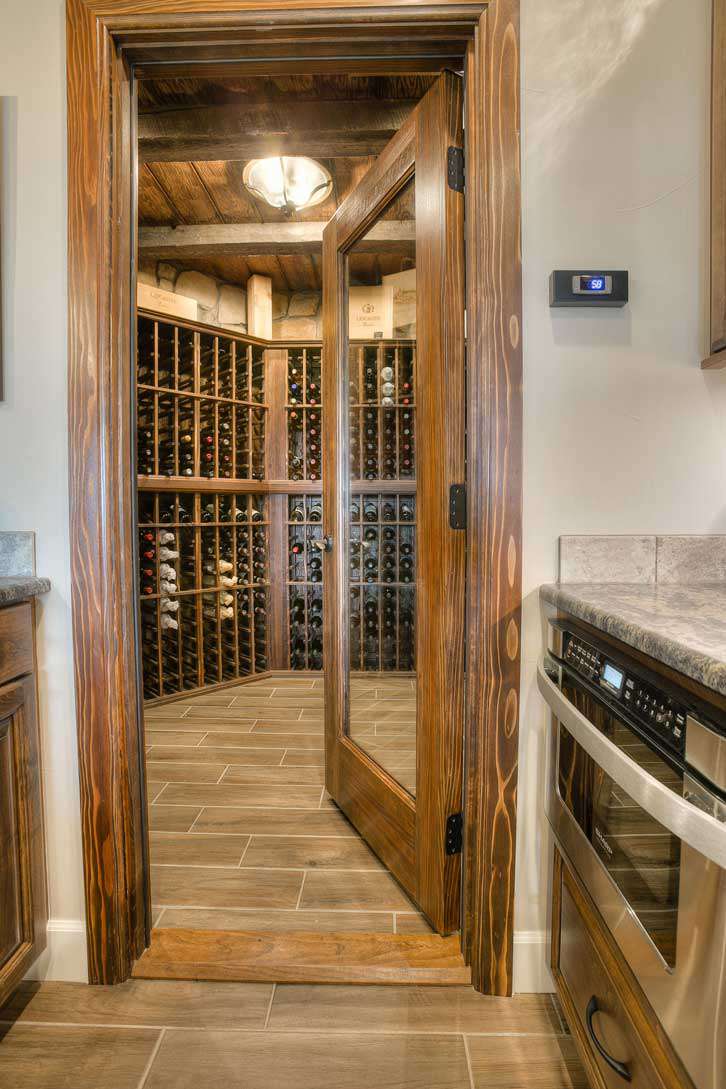 Wine Cellar with Wood Beams and Mouldings